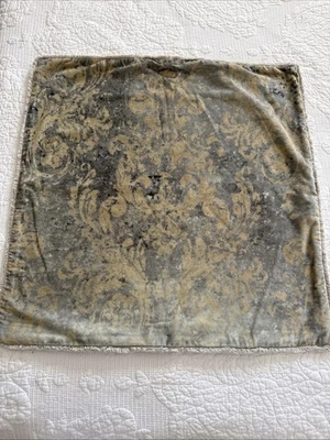 Pottery Barn Claudine Antique Printed Velvet Pillow Cover 24" Blue Beige NWOT - Image 1 of 4