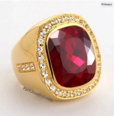 Red Ruby Gemstone Ring  925 Sterling Silver Ring For Men Gift Christmas Ring - Image 1 of 4