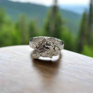 Michigan Silver Nugget Ring on Sterling Silver Band, Size 8, 6.71gr - Picture 1 of 3