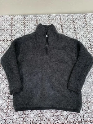 Aerie Sherpa Fleece Cozy Quarter Zip Sweater Comfy Lounge S Smoke Gray - Image 1 of 4
