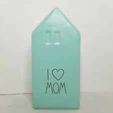 I LOVE MOM Rae Dunn by Magenta Black Letters Lite Green Ceramic House Vase