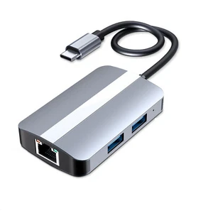 Adaptador multipuerto Hub USB C con lector de tarjetas SD/TF y RJ45 100Mbps para MacBook/Tablet - Imagen 1 de 9