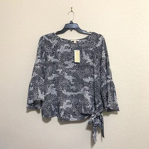 Michael Kors Women's Plus Size Animal Print Side-Tie Blouse, Size 0X - Picture 1 of 7