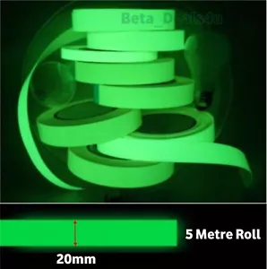 Glow In The Dark Tape Green Roll Sticky Adhesive Halloween Safety Stair 20mmx 5m - Picture 1 of 8
