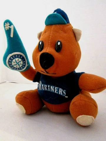 vintage seattle mariners plush bear #1. Rare. 7.5" tall. Nanco. MLB Cover