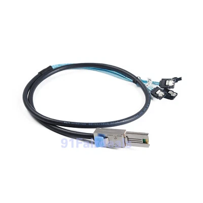 2(Pack) External SFF-8088 Male TO 4x SATA 7-Pin Mini-SAS 26-Pin cable 1M - Image 1 of 4