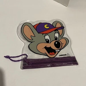 Chuck E Cheese Plastic Zip Up Pouch Purple Face 2000’s - Picture 1 of 6