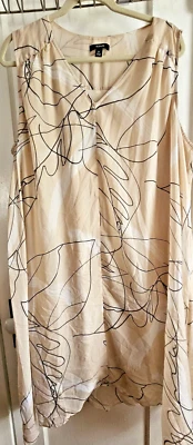 Alfani women V neck printed overlay dress cream flowy Sz 3X - Image 1 of 4