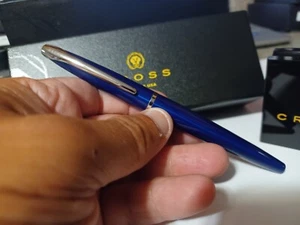 Cross ATX Rollerball Pen ROYAL BLUE AND CHROME $150 New College Student Gift - Picture 1 of 12