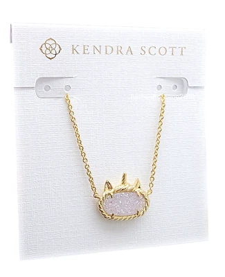 KENDRA SCOTT Womens Iridescent Drusy Elisa Unicorn Pendant Gold Chain Necklace - Image 1 of 4