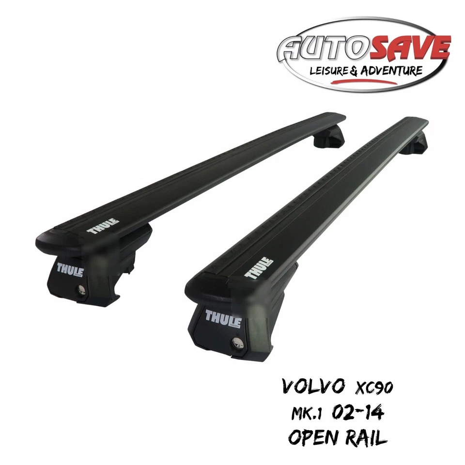 Juego de barras de techo negras Thule aluminio Evo para Volvo XC90 Mk.1 02-14 riel abierto Foto 1 de 1