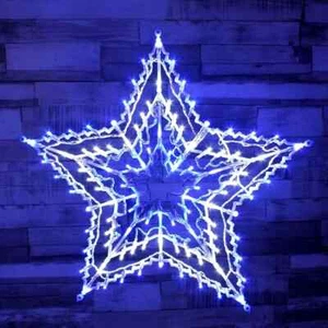 Blau & Weiß LED Weihnachten Jagdstern Licht Blinkend LED Silhouette Dekor 41cm - Bild 1 von 3