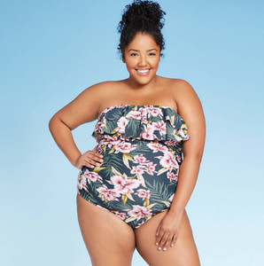 plus size strapless swimsuit
