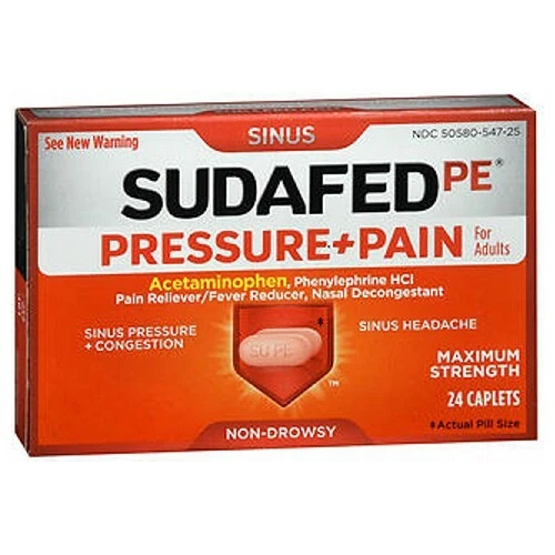 Sudafed PE Sinus Pressure Plus болеутоляющие капсулы 24 капсулы - Изображение 1 из 1