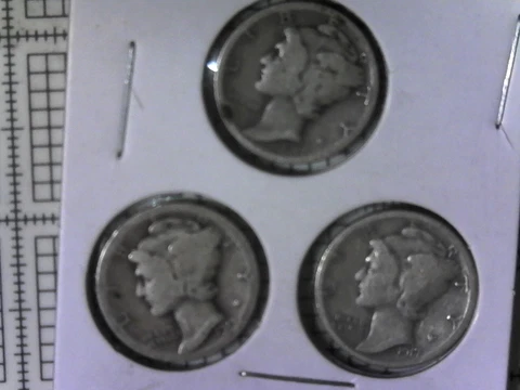 1917- P D S  Mercury dimes! no cost shipping! 3 coins! Cover