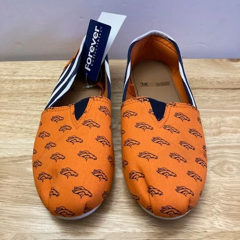DENVER BRONCOS Orange/Blue NFL FOCO Slip-On Flats Shoes (Women's Size 10) Cover