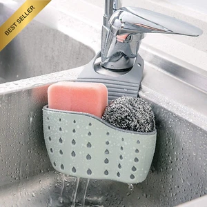 Kitchen Sink Shelf, Double Decker Soap Sponge Rack, Suction Cup Organizer (Green - Picture 1 of 12