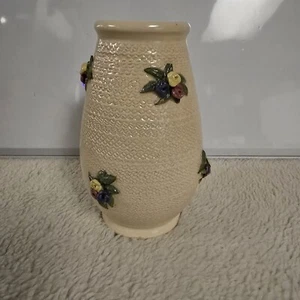Vtg Pottery Vase Albisola 3 Dimensional Trucco Classic Roses Ceramic Pottery Ils - Picture 1 of 8