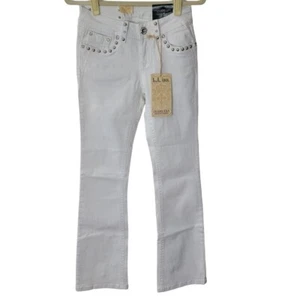 LA Idol Womens 5 White Denim Low Rise Embellished Straight Leg Jeans Pockets NWT - Picture 1 of 9