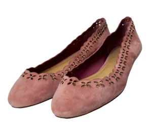 Michael Michael Kors Thalia Suede Pink Laser Cut Flowers Ballet Flats Sz 8 - Picture 1 of 8