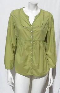 J JILL Green 100% Cotton Blouse Shirt Tunic Top size MP PM EUC - Picture 1 of 5