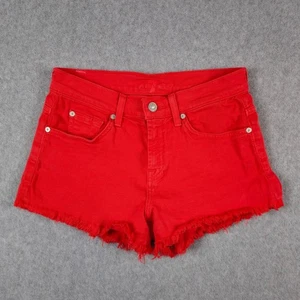 7 for All Mankind Shorts Womens Size 25 Orange Denim Cutoffs - Picture 1 of 13