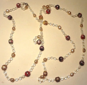 1930-40 Murano Lampenarbeit KUNST GLASPERLEN & geschliffener Kristall - MONUMENTALE 64" HALSKETTE - Bild 1 von 8