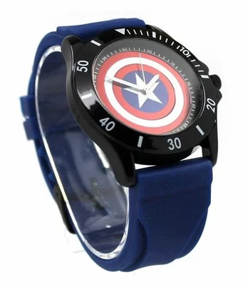 Reloj Hombre Capitán América Escudo Goma Azul por Superhéroe Relojes Foto 1 de 4