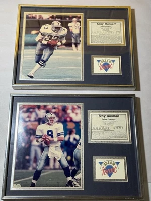 Placas de Dream Team de los Dallas Cowboys - Tony Dorsett y Troy Aikman - Lote de colección de la NFL Foto 1 de 4