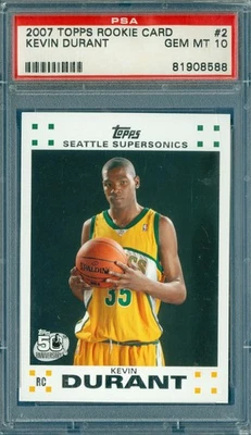 Preciosa tarjeta de novato Kevin Durant 2007 Topps Basketball PSA 10 #2 Foto 1 de 2