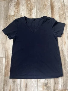 Uniqlo Women's Navy Cotton V-neck Short Sleeve T-Shirt sz S - Picture 1 of 3