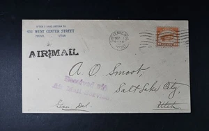 1920 Early Airmail Cover Scott # C1 Used Stamp Cheyenne WY to Utah VF Cover - Picture 1 of 2