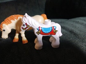 Lego Duplo  White Circus Horse And Additional Horse