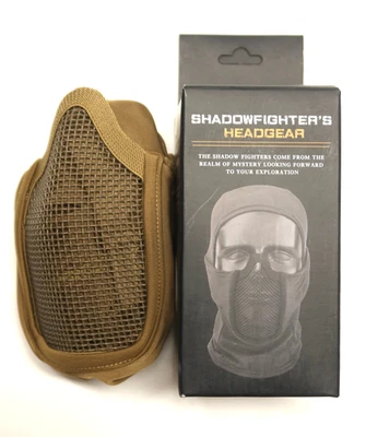 Máscara de malla facial completa táctica caqui pasamontañas capucha sombra luchador arnés Foto 1 de 4