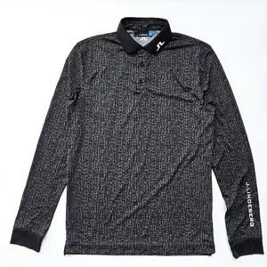 Camiseta Polo J. Lindeberg Para Hombres Mediana M Negra Tour Tech Manga Larga Ajustada TX - Imagen 1 de 8