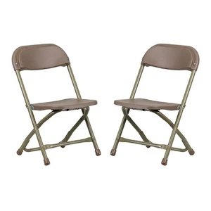 Flash Furniture Plastic Kids Folding Chair Brown 2 Pieces (2YKIDBN) - Picture 1 of 9