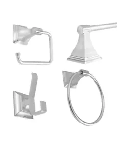 Juego de herrajes decorativos de baño Arista níquel cepillado de 4 piezas - Imagen 1 de 8