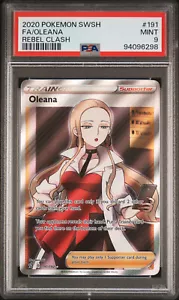 Pokemon TCG: Oleana - Graded PSA 9 MINT 2020 Rebel Clash #191 Full Art U/R - Picture 1 of 2