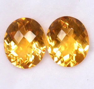 Certified Natural Citrine Oval Checker Cut Pair 12x10 mm 9.02 Cts Loose Gemstone - Picture 1 of 4