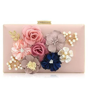 Women Floral Evening Clutch Party Wedding Purse Bag - Picture 1 of 29