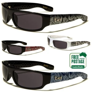 Locs Sunglasses - Rectangular Wrap Around Frame - Bandanna Print - Free Post Aus - Imagen 1 de 5