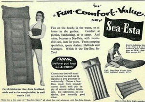 Vintage Ad Print Sea-Esta Airbeds, England, 5.75 x 8 , 1958 - Picture 1 of 2
