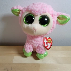 Ty Beanie Boos-BABS PINK EASTER LAMB 6" Glitter Eyes New MWMT's - Picture 1 of 1