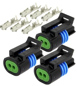 3x Delphi Metri-Pack 2-PIN Female 150.2 Series Connector w/16 18 GA  Terminals  - Picture 1 of 3