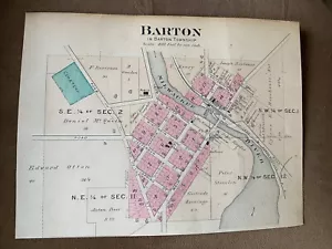 Original 1915 Plat Map Barton Wis WI West Bend C & NW Railroad Depot Gadow Mill  - Picture 1 of 2