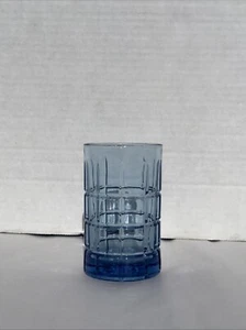 Anchor Hocking Tartan Denim BLUE Flat Juice Glasses 4 1/8” Vintage USA Made - Picture 1 of 3