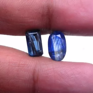 2 Pcs Natural Kyanite Untreated 10mm-11mm Faceted Cut Huge Loose Gemstones Lot - Picture 1 of 6