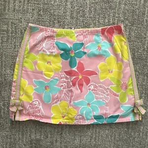 Vtg Lilly Pulitzer Floral Birds Girls Skort White Label Sz 10 Beach Preppy - Picture 1 of 10