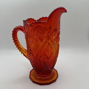 Brocca in vetro pressato Hobstar rossa amberina vintage vichinga - Foto 1 di 11