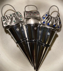 Menge 3 Geldbeutel Weinflaschenverschluss Schwerlast. Massiv mit künstlichen Schmuckakzenten - Bild 1 von 2